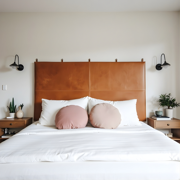 Luxury Vintage Cognac Leather Headboard | Signature