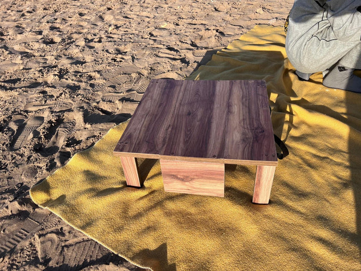 Portable Picnic Table  Wooden Storage Box - Boho Outdoor Dining Storage Solution