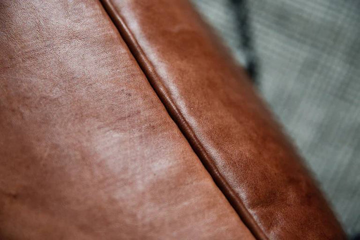 Square Ottoman Leather Pouf, Brown Leather Footstool Handcrafted Coffee Pouf