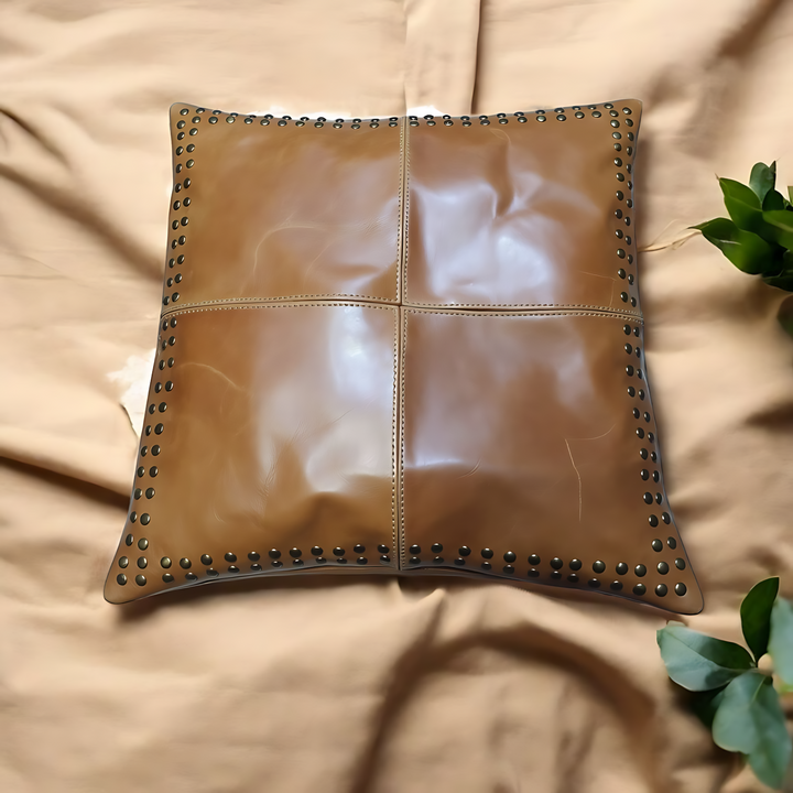 Leather Pillow Cover Unique Handmade Genuine  Decorative  Sofa Cushion Case