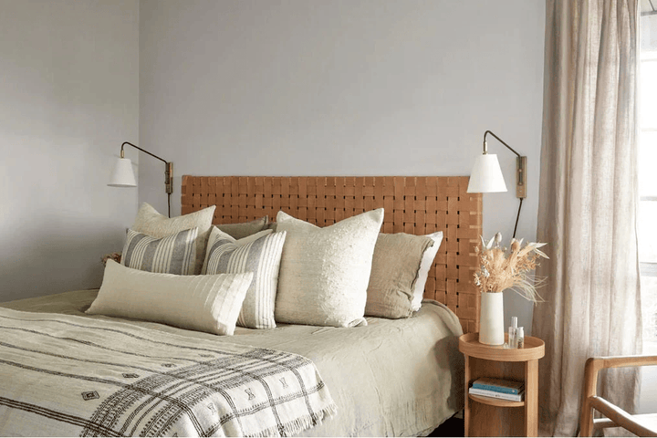 Handmade Woven Leather Strap Headboard - Boho Chic Wall Hanging
