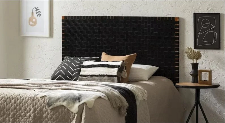 Handwoven Leather Strap Headboard - Boho Chic Wall Hanging - Moroccan Handmade
