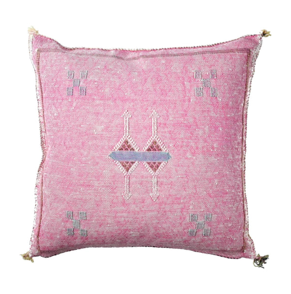 Pink Cactus Silk Pillow Case, Handmade Throw Pillow Cover 19"x19" 