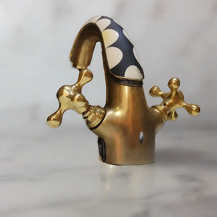 Bathroom Faucet in Brass & Resin`|`Vintage Themed Bath Faucet, Brass Faucet