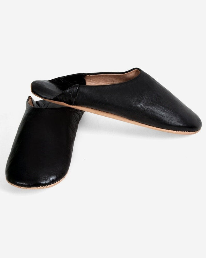 Handmade Leather Black Babouche Slipper, Soft Organic Shoes Comfortable Belgha