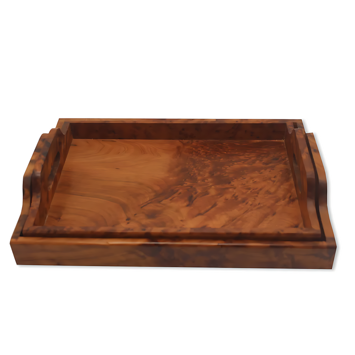 Moroccan Thuya Wood Tray Set of 2