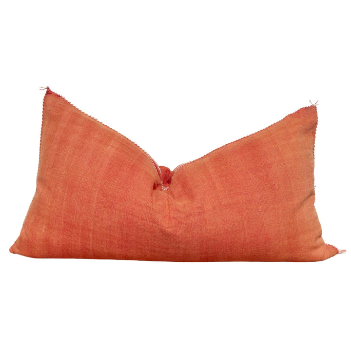 Lumbar Orange Moroccan Cactus Silk decorative Pillow | Handcrafted Cushion