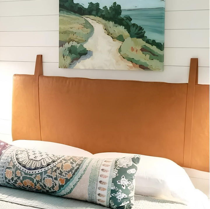 Luxury Genuine Leather Hanging Headboard - Customizable Wall-Mounted Elegance