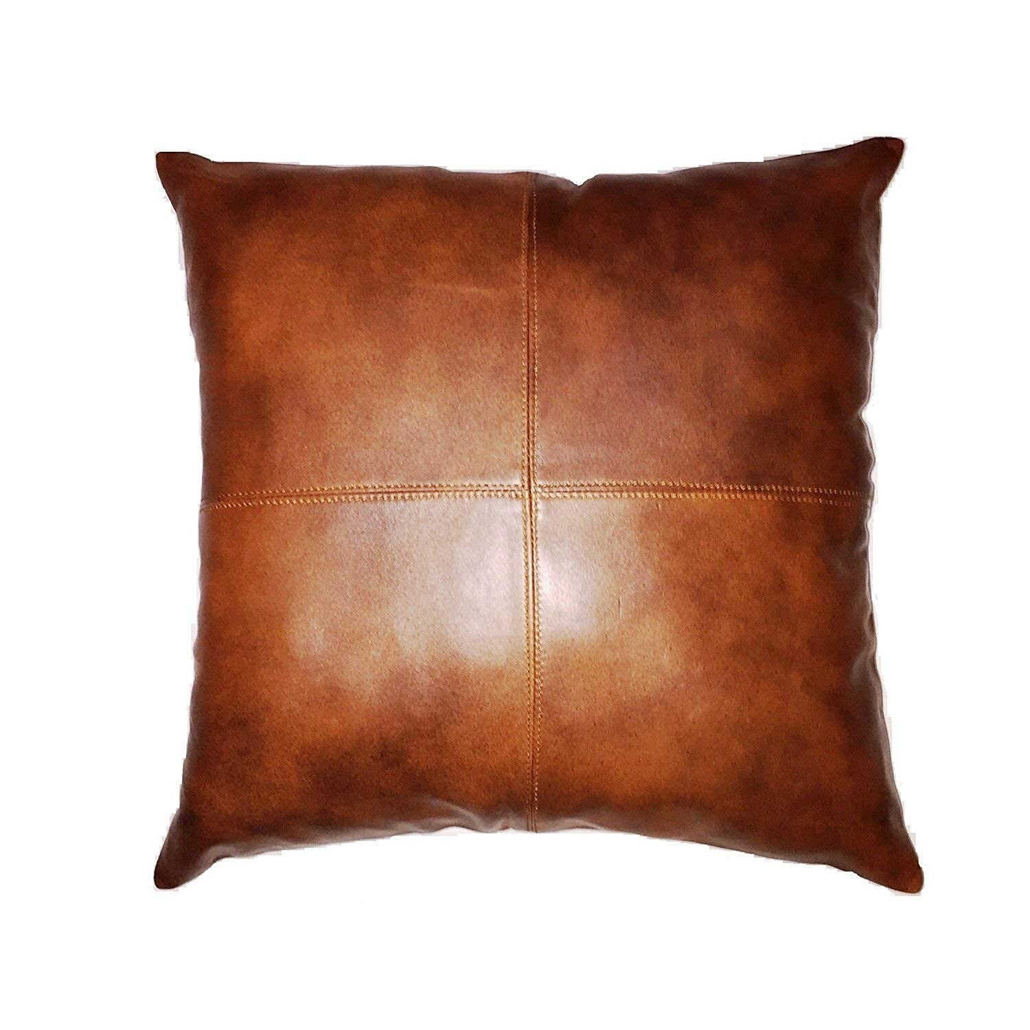 Luxurious Handmade Brown Leather Pillow Case – Premium Leather Pillow Cushion