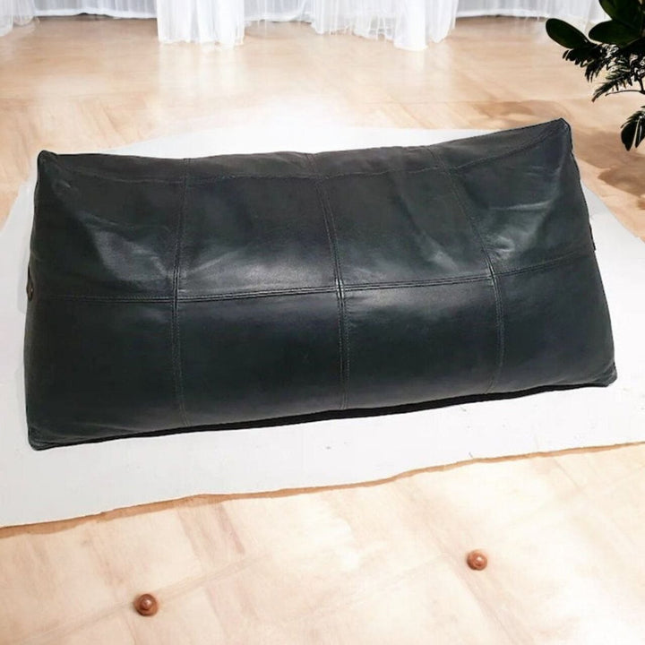 Handmade Genuine Pyramid Beanbag Leather Cover – Decorative Brown Pillow Cushion