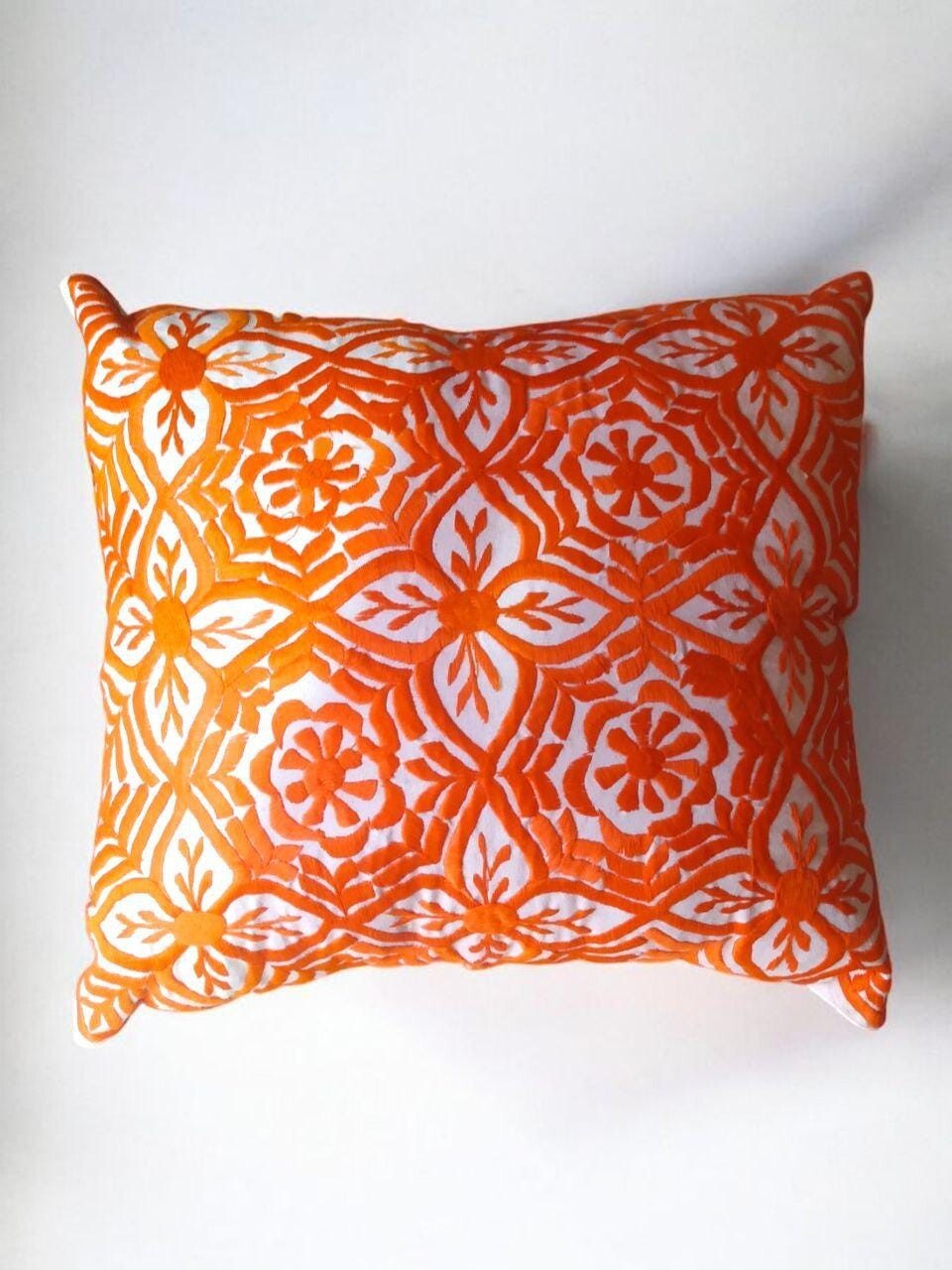 Handmade Kilim Pillow Cover | Boho Orange Cushion | Throw Pillow | Bohemian