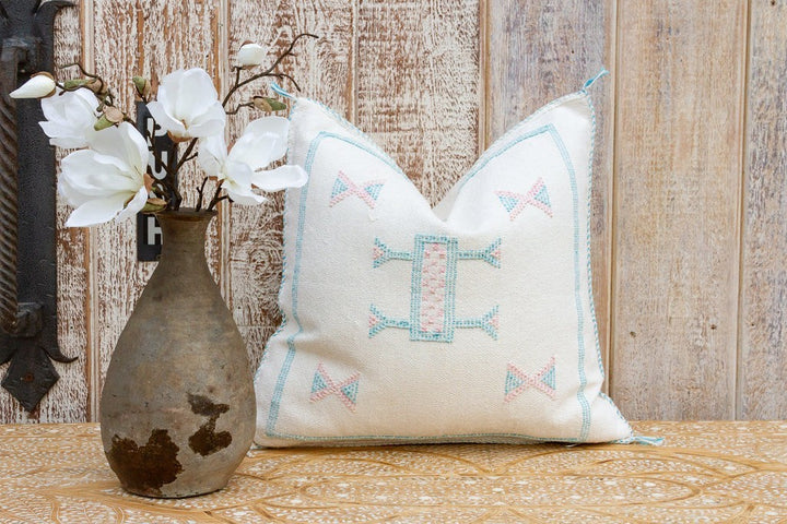 Blanca Moroccan Silk Rug Pillowcase | 19"x19" Cactus Silk Pillowcase