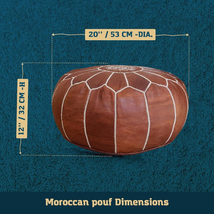 Footstool Modern Home Decor Moroccan -Handcrafted Leather Pouf - Leather Stool