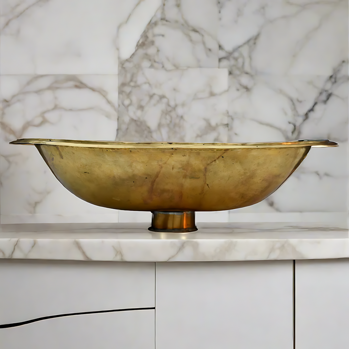 Handcrafted Brass Sink With Resin & Bone Inlay | Geometric Patterns Design