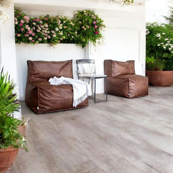 Handmade Leather Lounger Pouf – Square Ottoman Footstool | Floor Cushion
