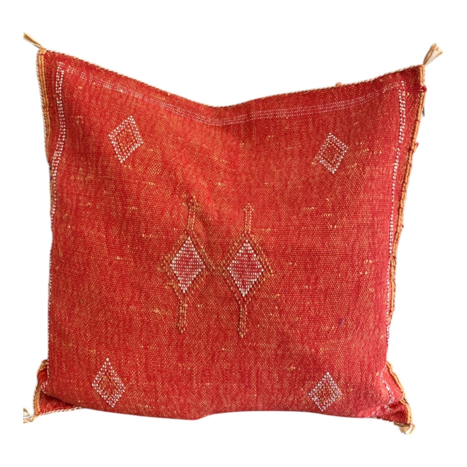 Red Cactus Silk Moroccan Sabra Pillow Cover, Living Room Pillow Case 19"x19" 