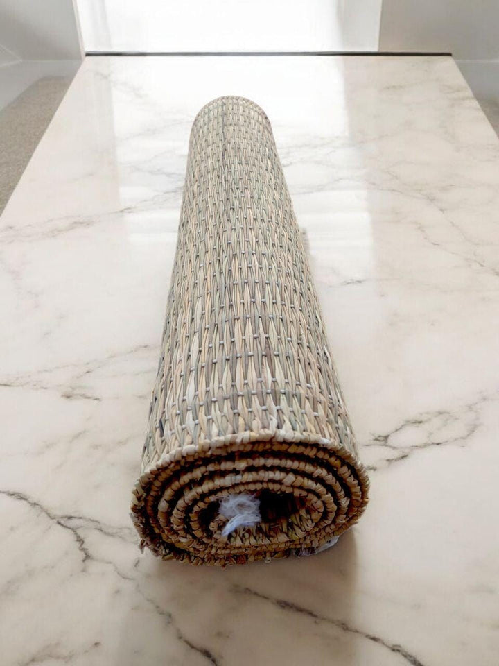 2x Eco-Friendly Moroccan Hassira Straw Rug - Handmade Natural Samar Palm Mat