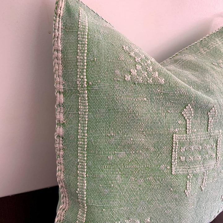Green Handwoven Cactus Silk Pillow Cover, 19" x 19" Sabra Living Room Pillow