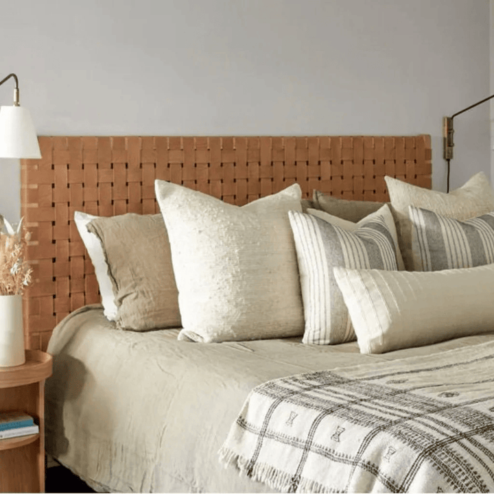 Handmade Woven Leather Strap Headboard - Boho Chic Wall Hanging