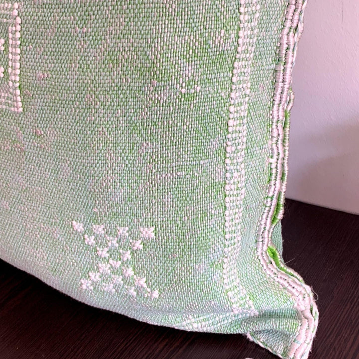Green Handwoven Cactus Silk Pillow Cover, 19" x 19" Sabra Living Room Pillow