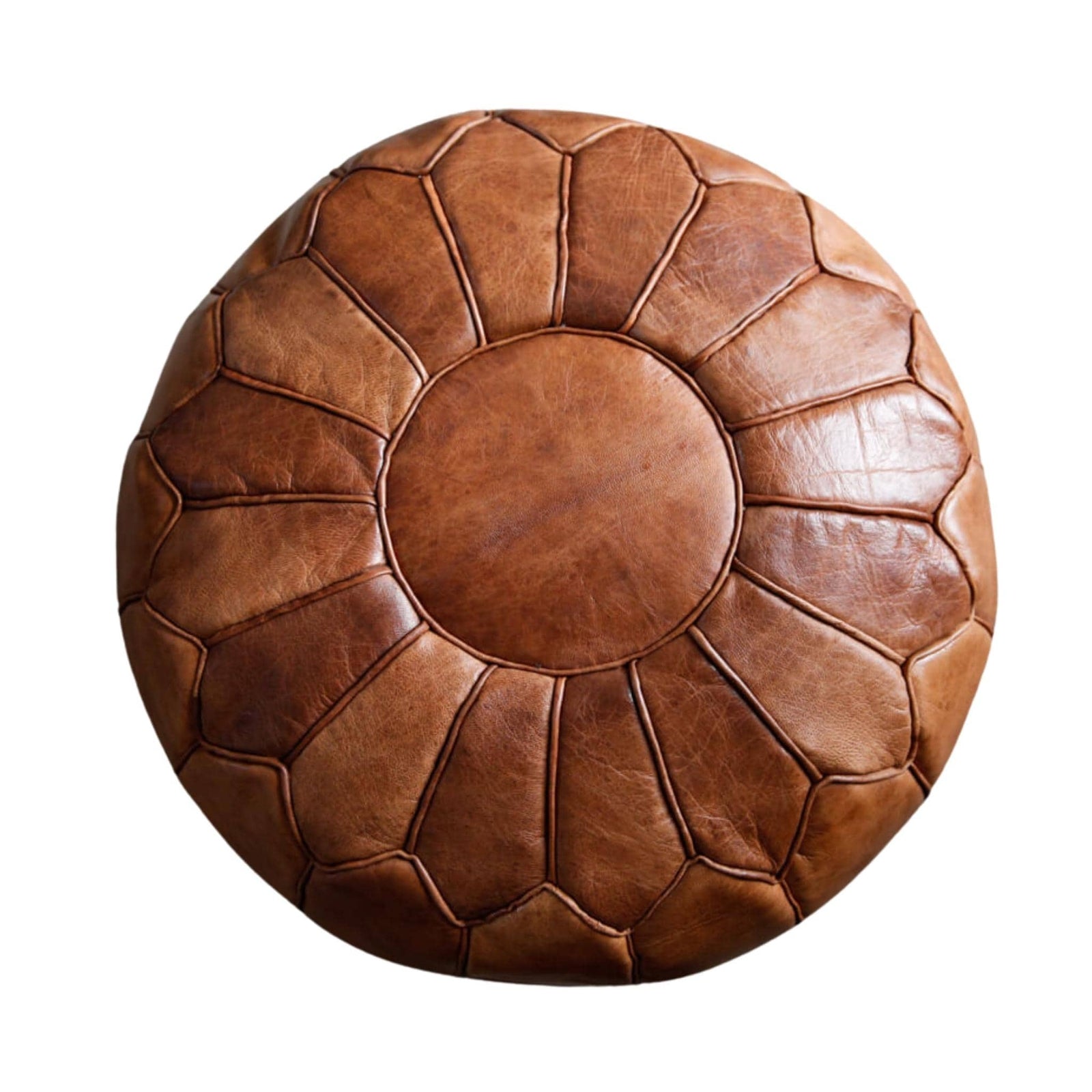 Moroccan Brown Leather Pouf, Moroccan Leather Pouffe, Brown Pouf, Leather