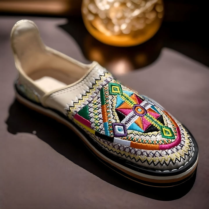 Handmade Berber Leather Shoes – Embroidered Slip-Ons | Ethnic Footwear for Women