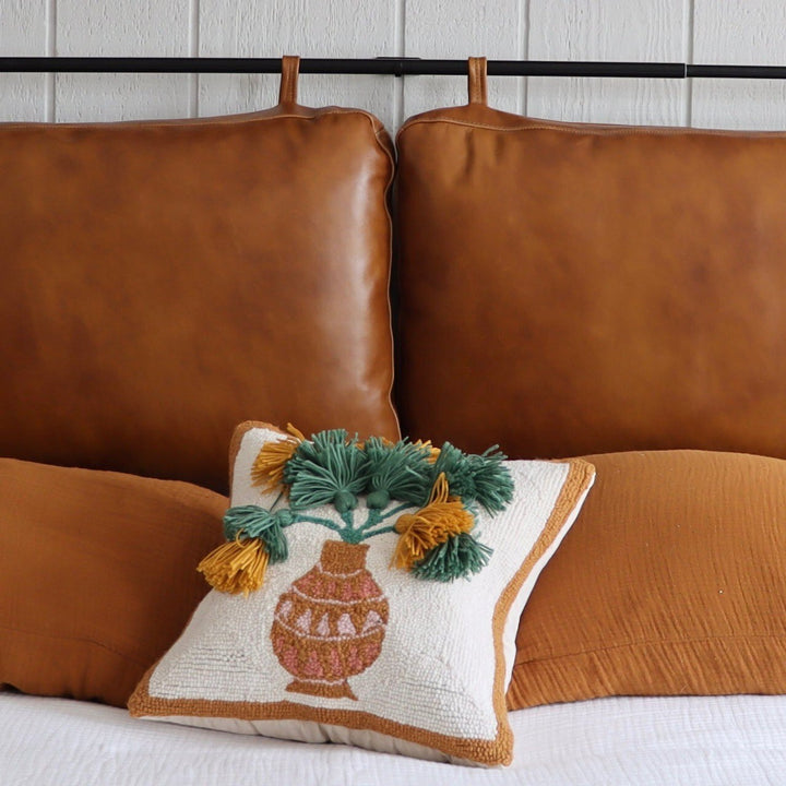 Genuine Leather Headboard Cover, Brown Bed Frame Headboard Cushion