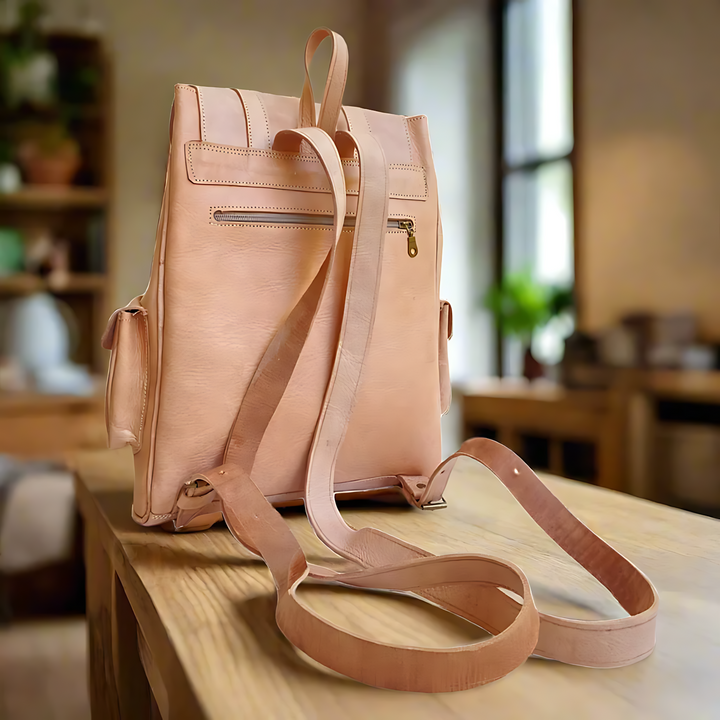 Anzar Leather Buckle Backpack | Handmade Leather Vintage Style Backpack