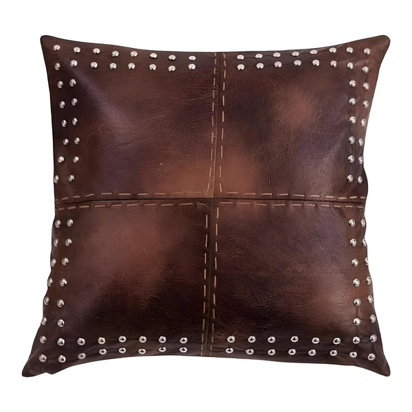 Stylish Leather Pillow Case, Dark Tan Handmade Leather Cushion Cover