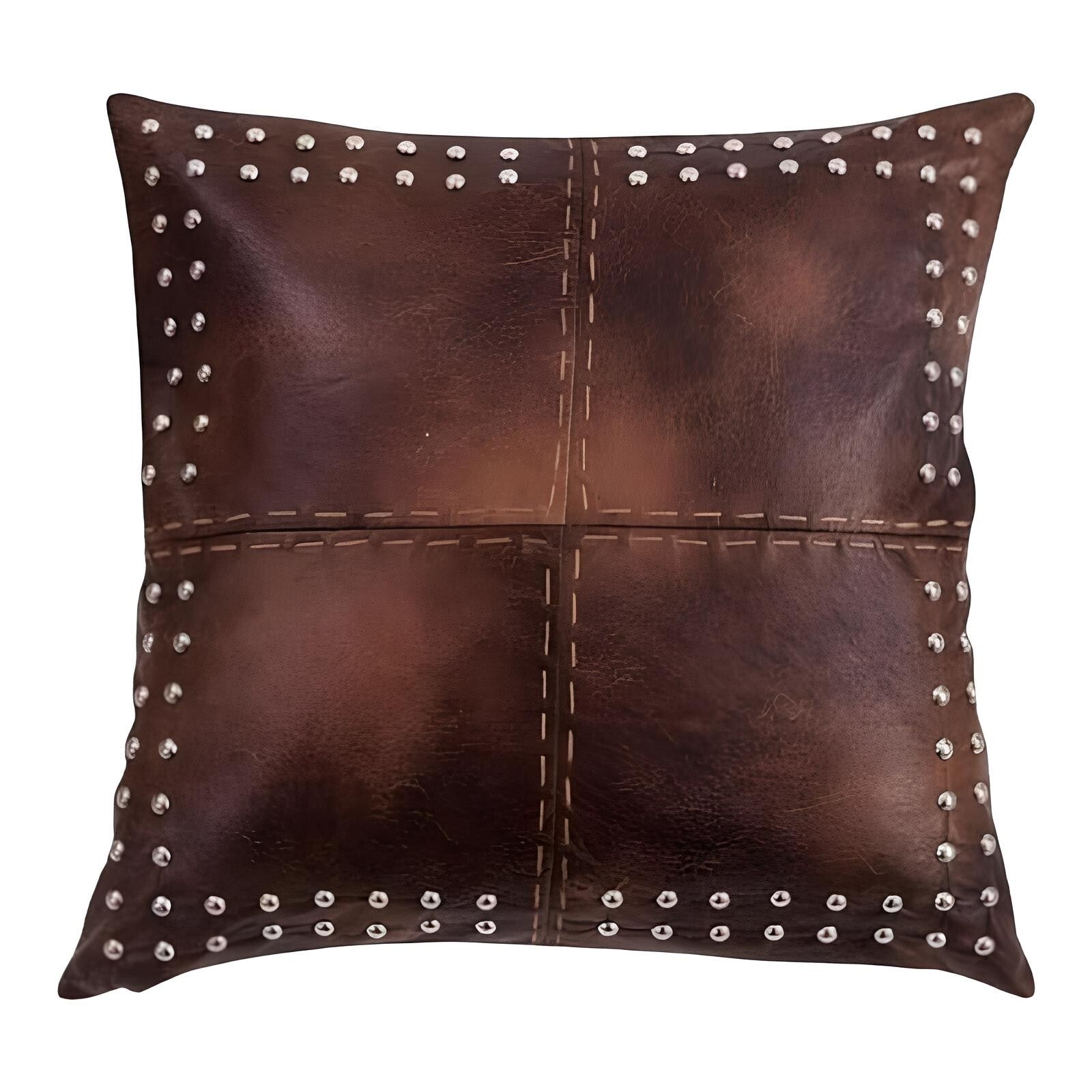 Stylish Leather Pillow Case, Dark Tan Handmade Leather Cushion Cover