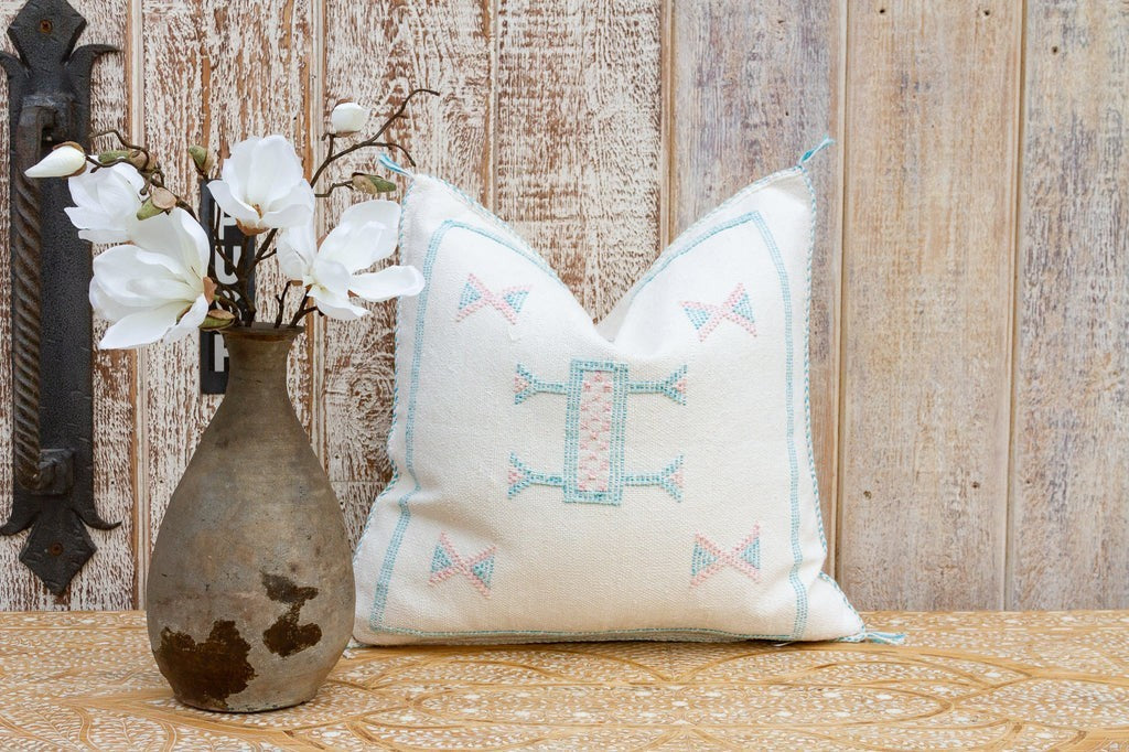 Blanca Moroccan Silk Rug Pillowcase | 19"x19" Cactus Silk Pillowcase