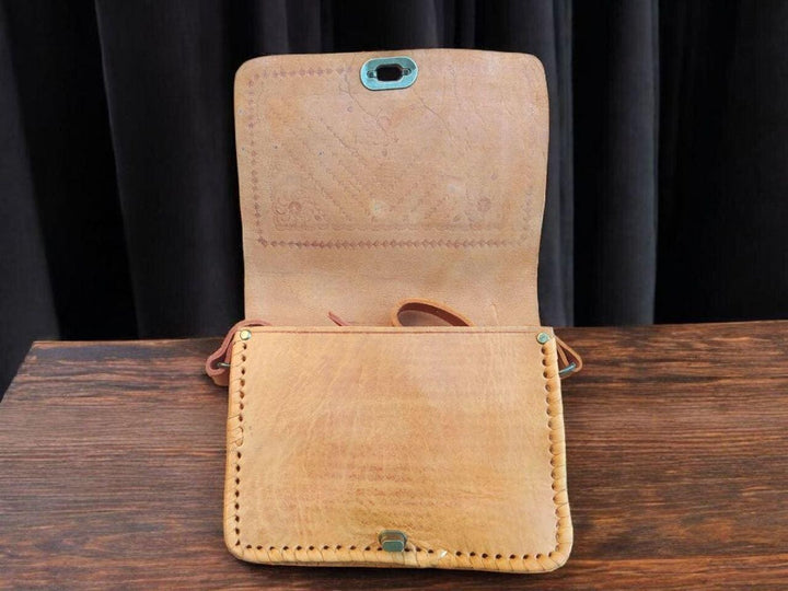 Handmade Natural Leather Boho Crossbody – Simple, Durable