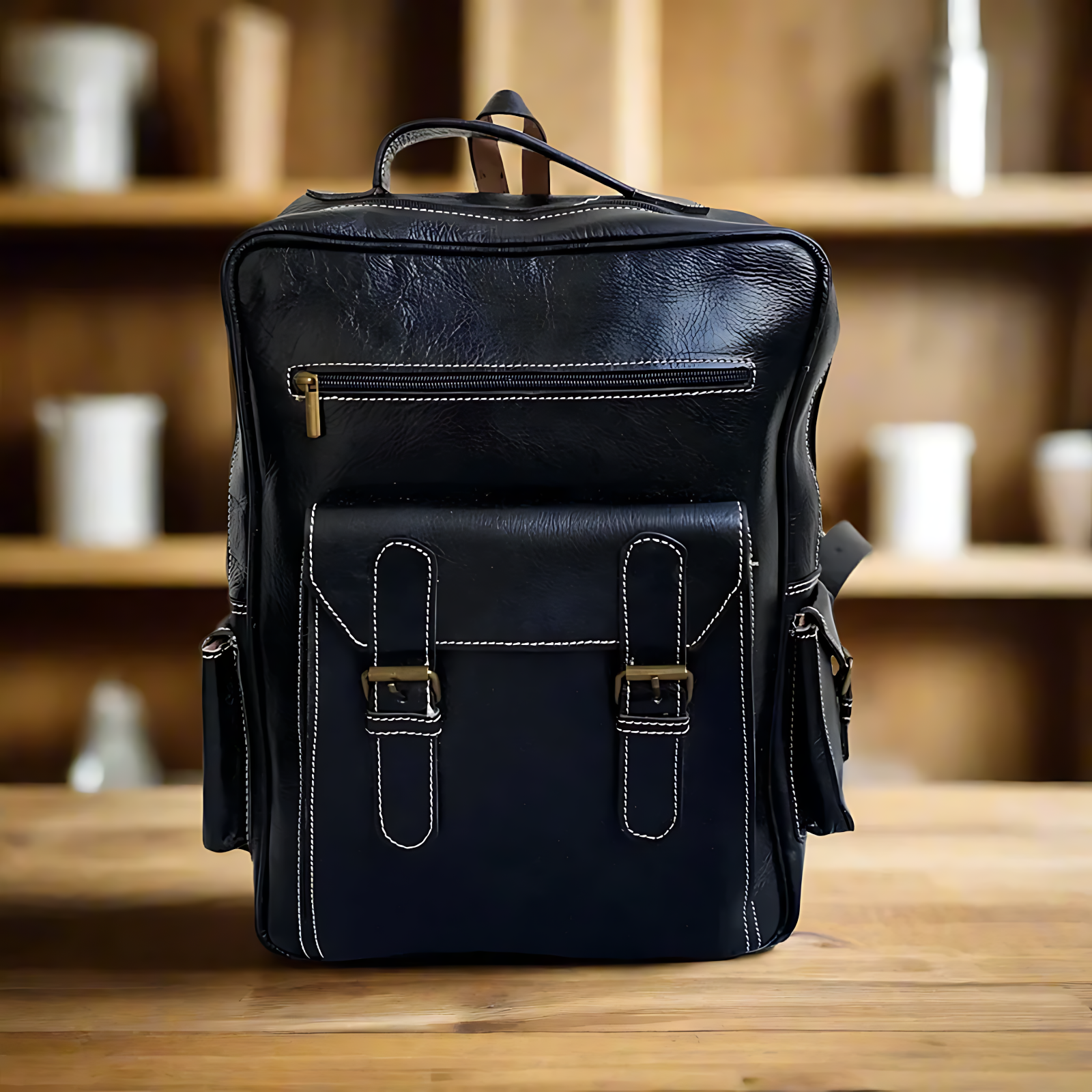 Timlul Leather Buckle Backpack | Handmade Authentic Leather Vintage Style