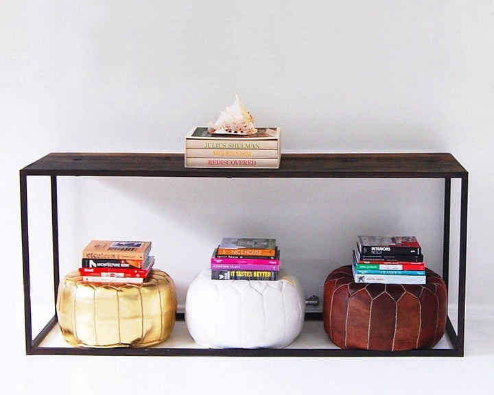 Footstool Modern Home Decor Moroccan -Handcrafted Leather Pouf - Leather Stool