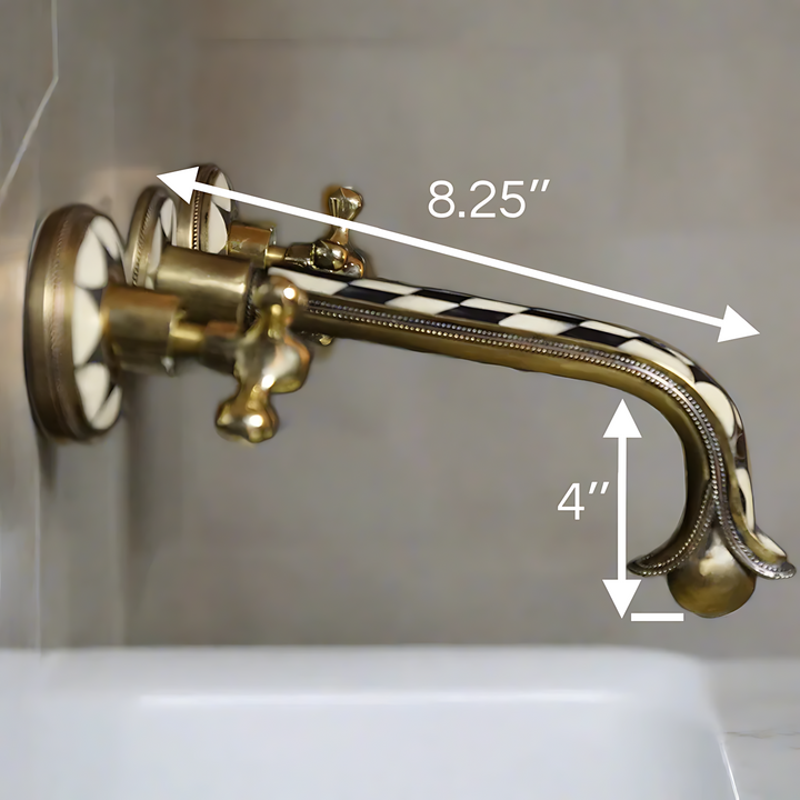 Brass Wall Mount Faucet Antique Bath Faucet, Aged Brass Faucet Moroccan Handmade
