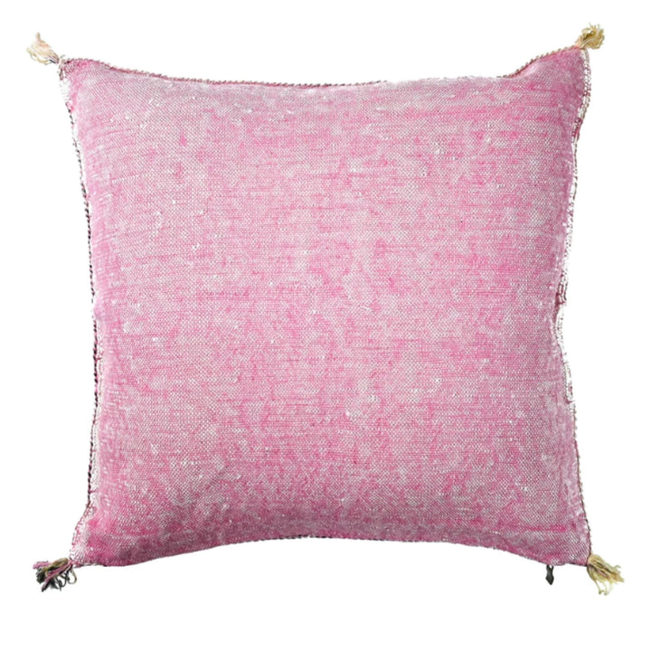 Pink Cactus Silk Pillow Case, Handmade Throw Pillow Cover 19"x19" 