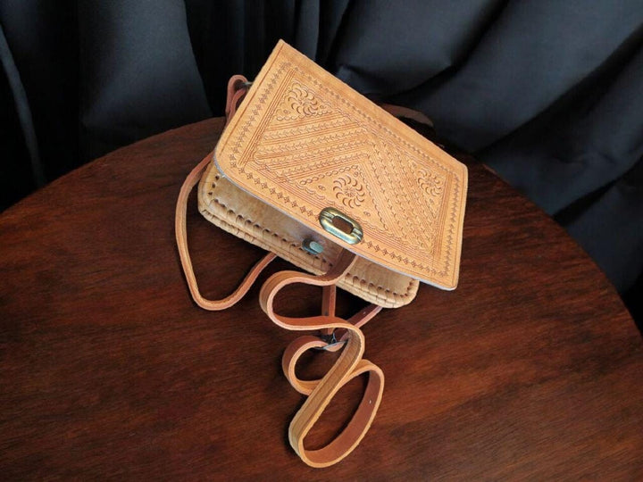 Handmade Natural Leather Boho Crossbody – Simple, Durable