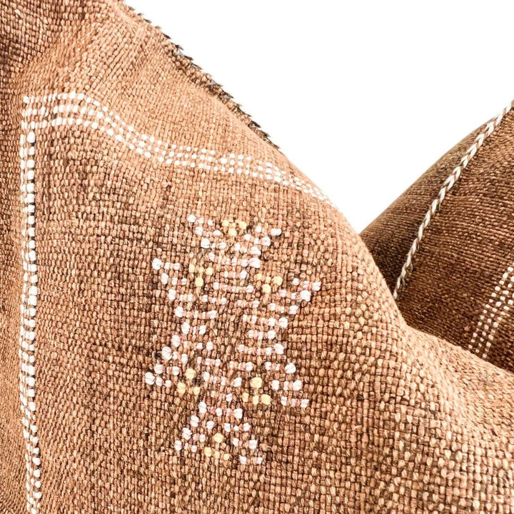 Brown Cactus Silk Moroccan Sabra Pillow Cover, Living Room Pillow Case 19"x19" 