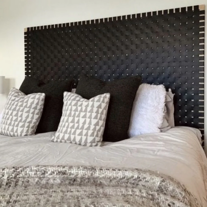 Handwoven Leather Strap Headboard - Boho Chic Wall Hanging - Moroccan Handmade