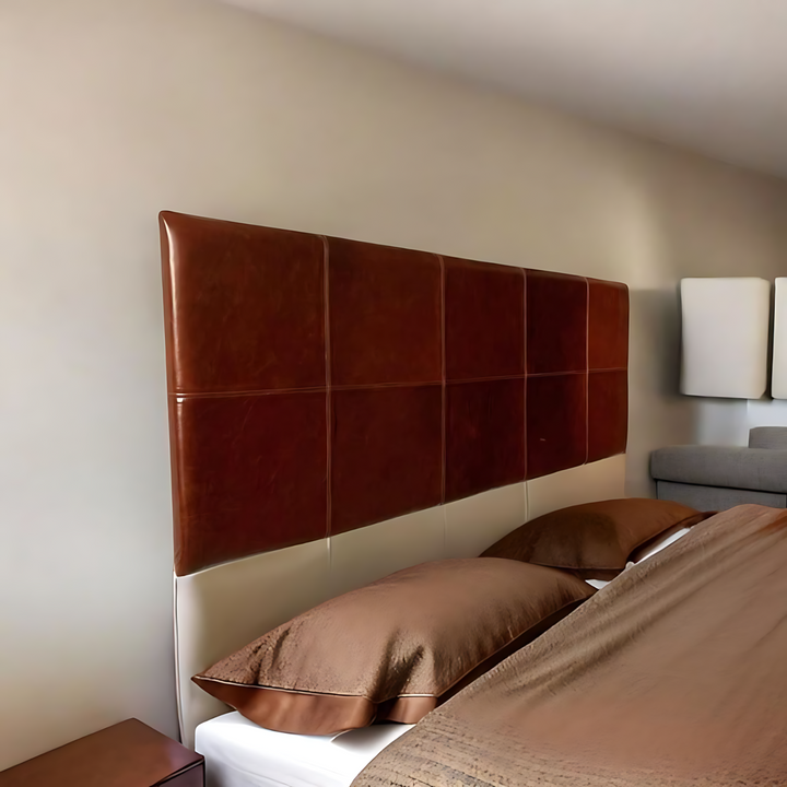 Custom King Bed Leather Headboard - Brown Headboard | Wall Mounted