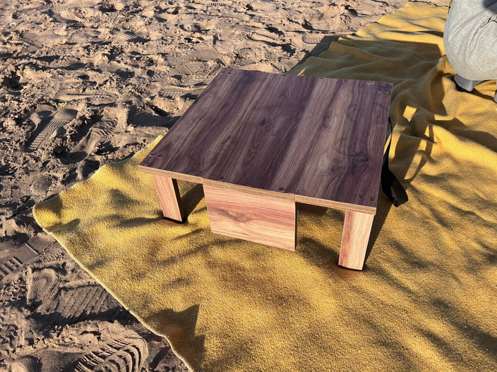 Portable Picnic Table  Wooden Storage Box - Boho Outdoor Dining Storage Solution