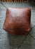 Square Ottoman Leather Pouf, Brown Leather Footstool Handcrafted Coffee Pouf