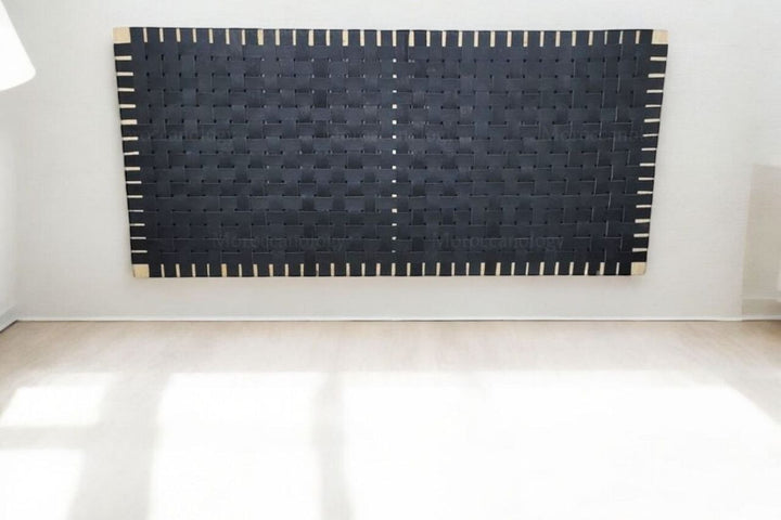 Handwoven Leather Strap Headboard - Boho Chic Wall Hanging - Moroccan Handmade
