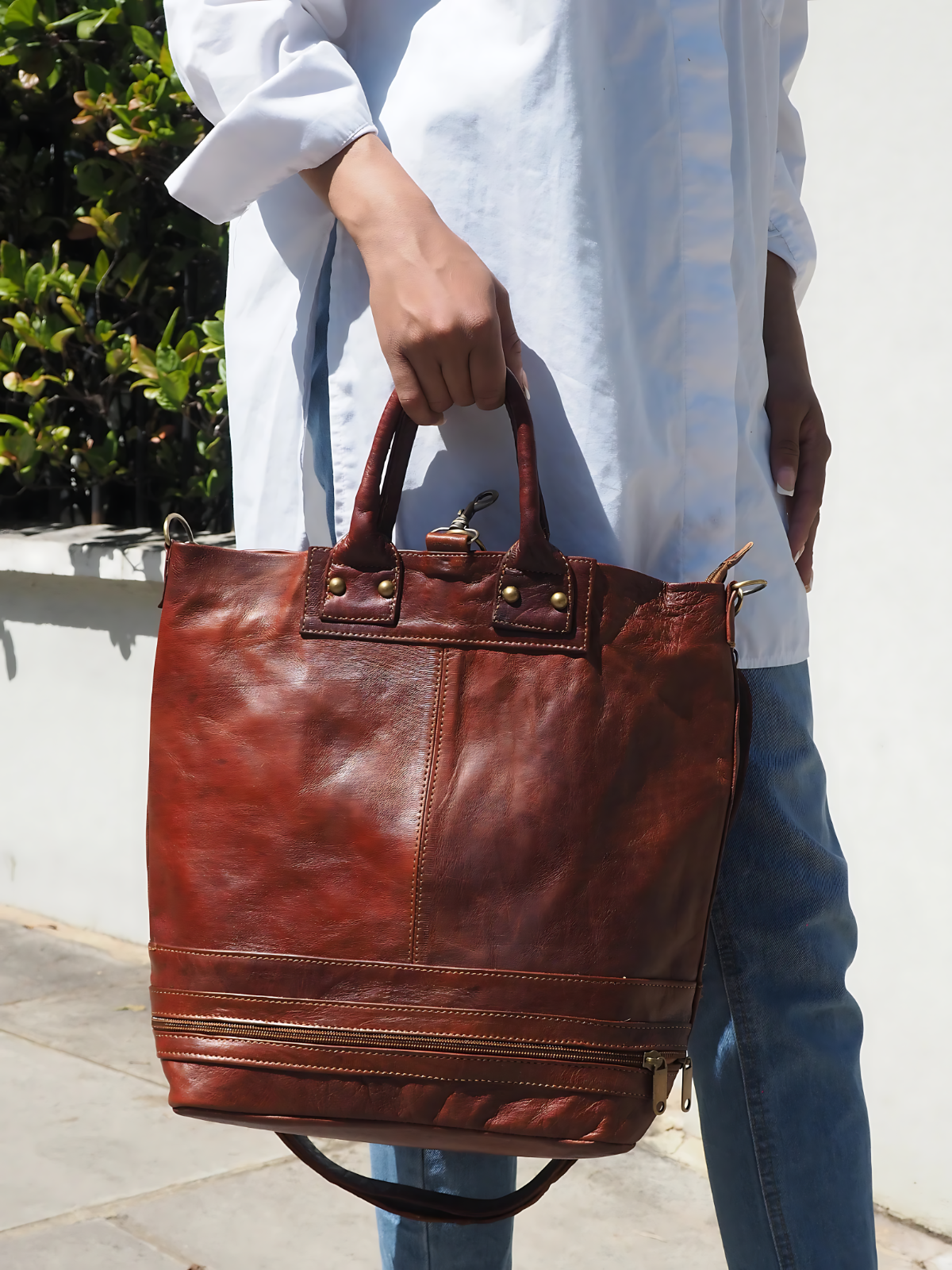 Convertible Backpack, Leather Handbag Cross Body - Sustainable Work Handbag