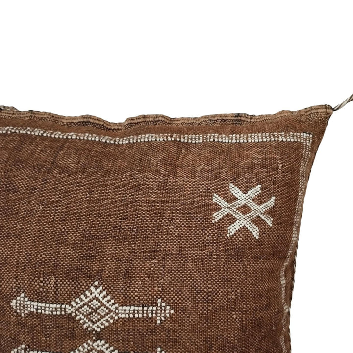 Vintage Dark Brown Cactus Silk Cushion, 19" x 19" Cactus Silk Pillow Case, Brown