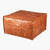 Authentic Large Rectangular Leather Pouf, Brown Footstool, Bohemian Living Room