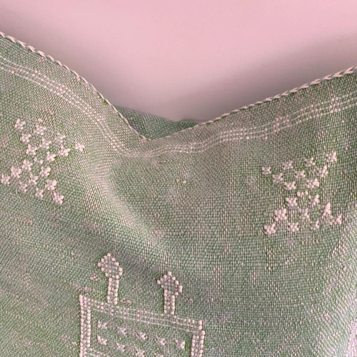 Green Handwoven Cactus Silk Pillow Cover, 19" x 19" Sabra Living Room Pillow