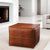Handcrafted Square Moroccan Leather Pouf - Natural Tan, Modern Stitching