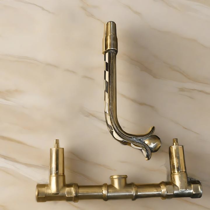 Brass Wall Mount Faucet Antique Bath Faucet, Aged Brass Faucet Moroccan Handmade