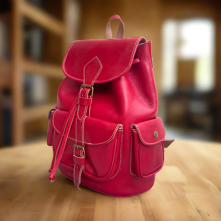 Afra Leather Buckle Backpack | Handmade Authentic Leather Vintage Style